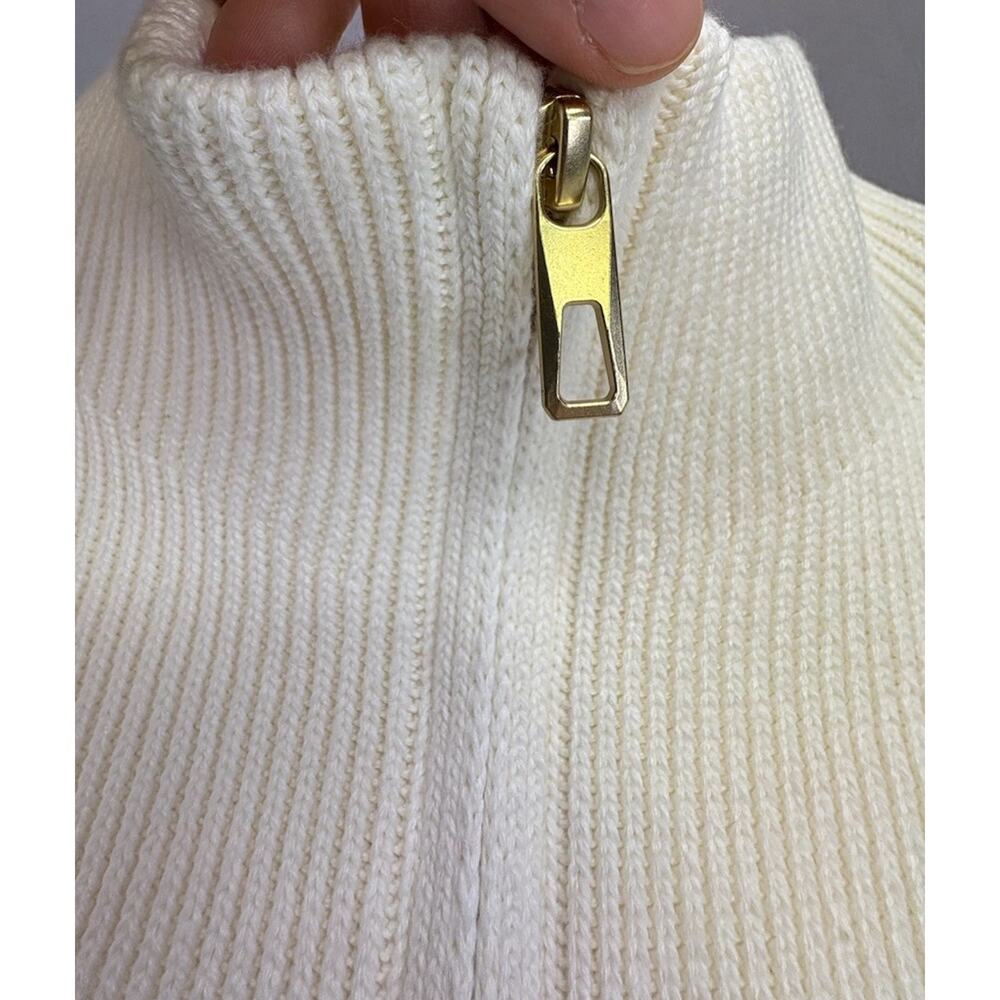 Lands’ End Drifter Quarter Zip Sweater Women’s Medium Rainbow Stripe 100% Cotton - Picture 7 of 9